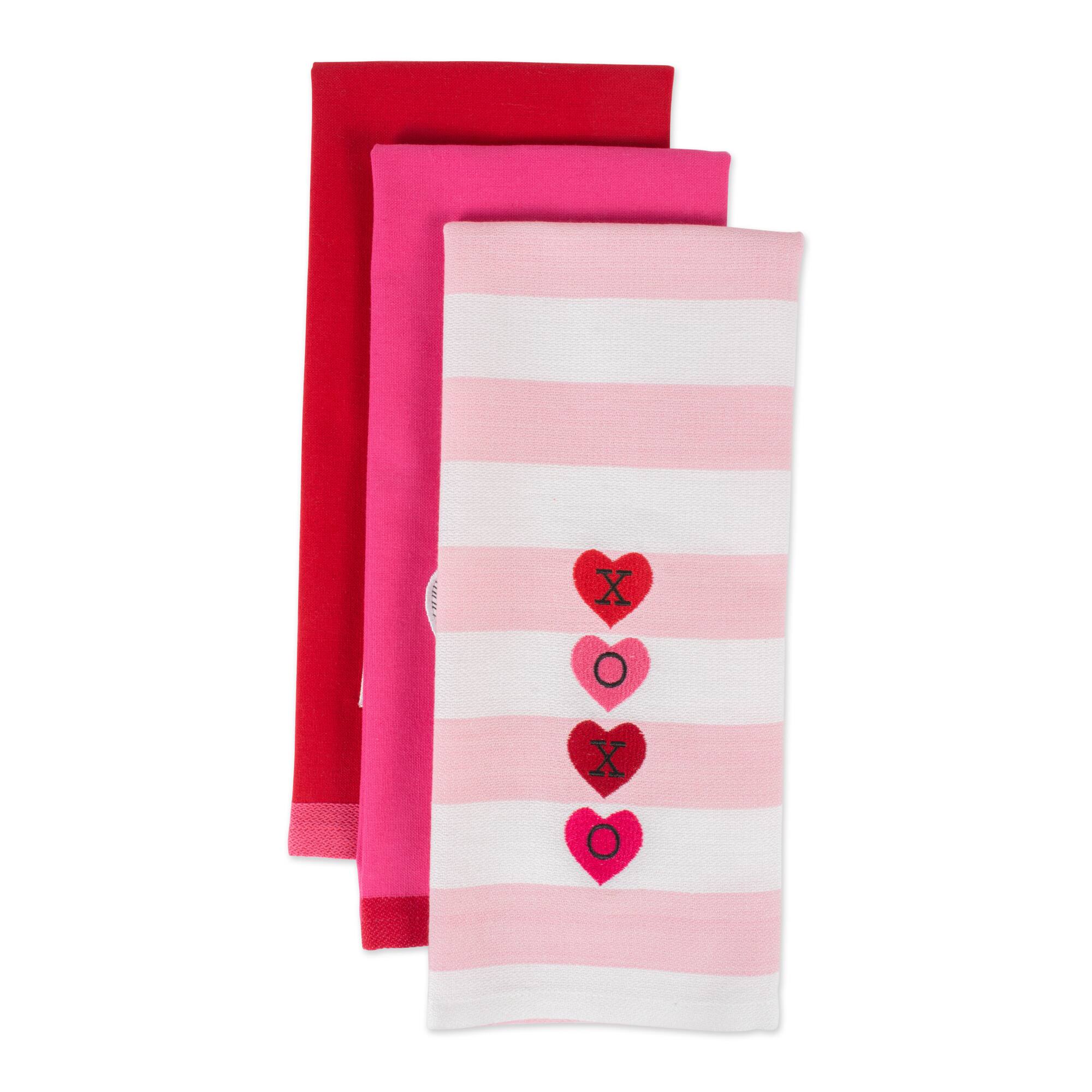 DII® Valentines Day Embroidered Dishtowels, 3ct.